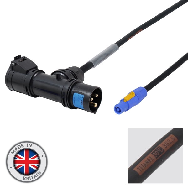 PCE 1.5m 2.5mm T Connect to PowerCON Cable