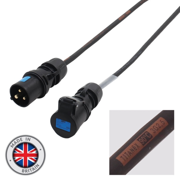LEDJ 16A Male Ceform 25m 2.5mm to 16A Female Cable