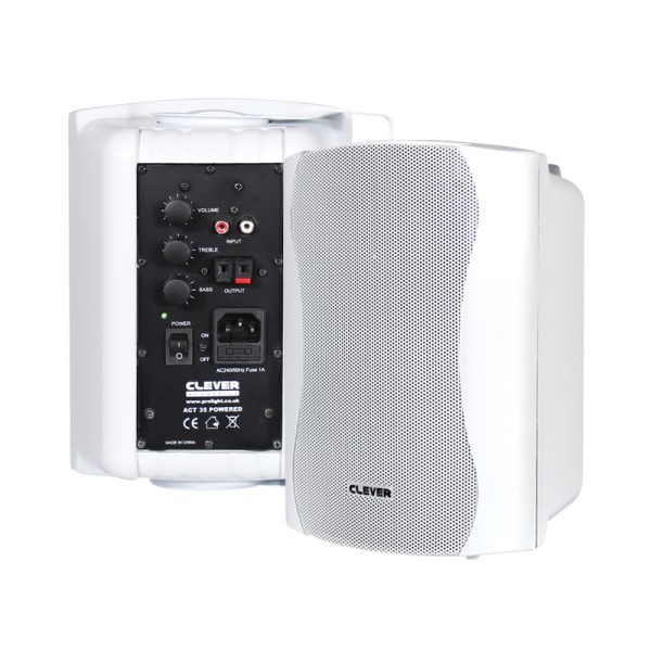 Clever Acoustics ACT 35 5-Inch 2-Way Active Stereo Speaker Pair, 17.5W - White