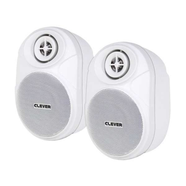 Clever Acoustics BGS 20T 3-Inch 2-Way Speaker Pair, 20W @ 8 Ohms or 100V Line - White