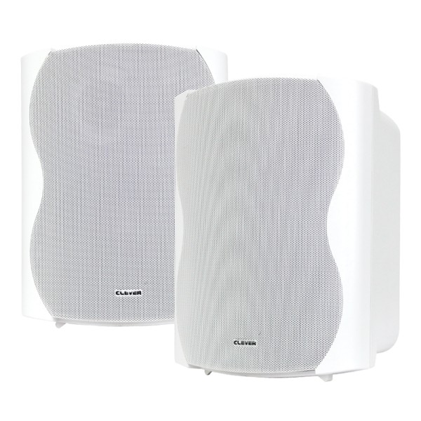 Clever Acoustics BGS 85T 8-Inch 2-Way Speaker Pair, 85W @ 8 Ohms or 100V Line - White