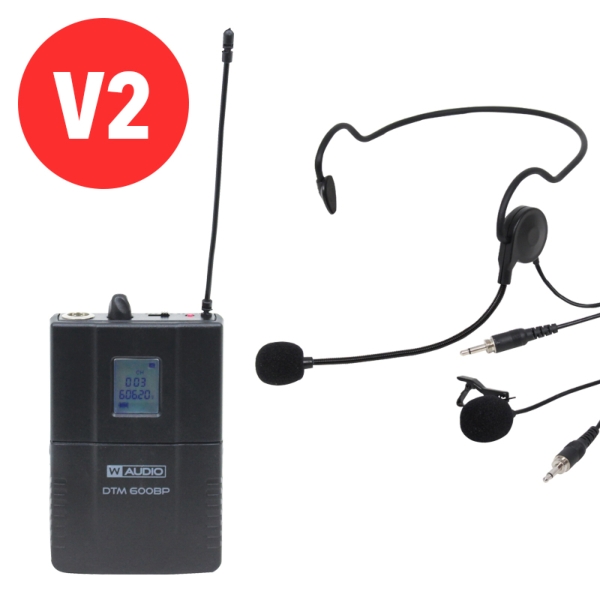 W Audio DTM 600BP Body Pack Kit with Head Set and Lavalier Microphones - Channel 38 (V2 Software)
