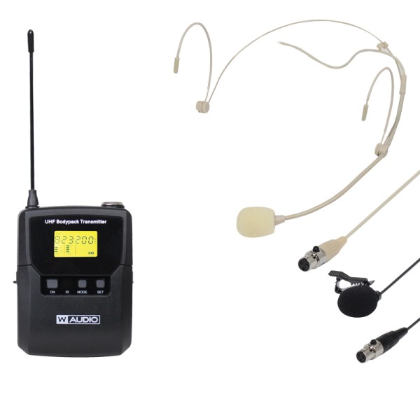 W Audio DQM 800BP Body Pack Kit with Head Set and Lavalier Microphones - Channel 70