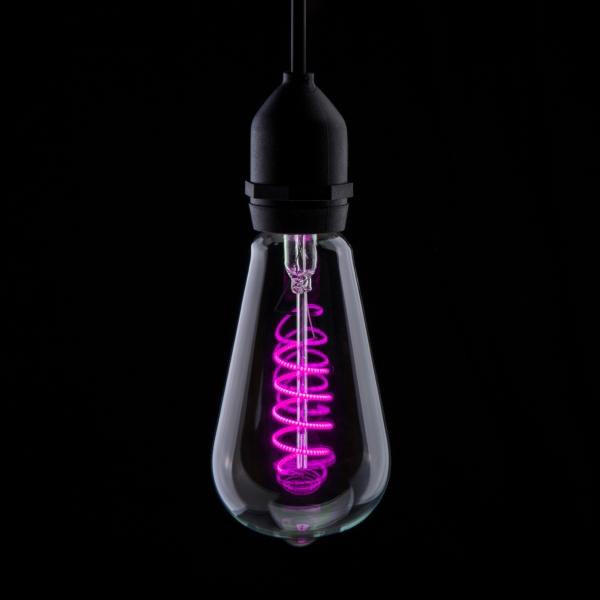 Prolite 4W Dimmable LED ST64 Spiral Funky Filament Lamp BC, Pink