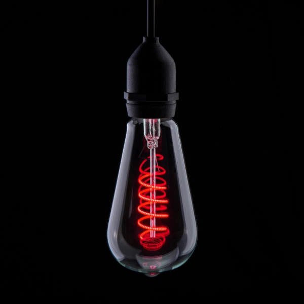 Prolite 4W Dimmable LED ST64 Spiral Funky Filament Lamp BC, Red