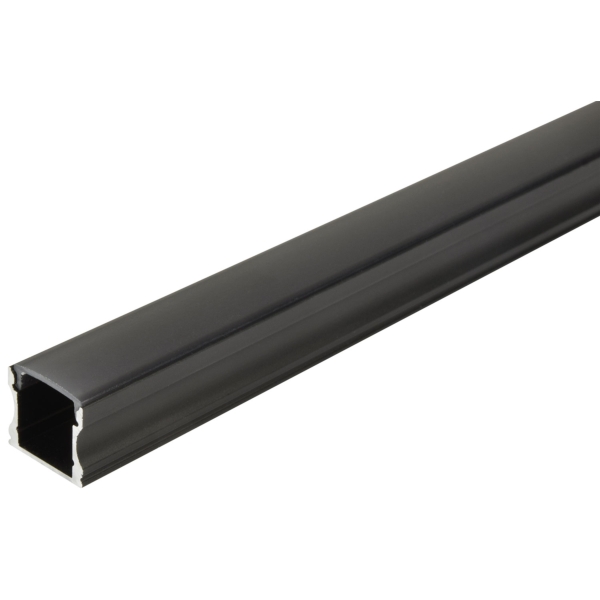 Fluxia AL2-C1718C Aluminium LED Tape Profile, Tall 2 metre with Crown Diffuser - Black