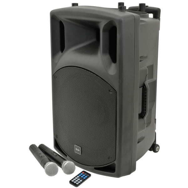 QTX QX15PA 15-Inch Battery-Powered Portable Active PA Unit with Bluetooth, FM Tuner and USB/SD Media Player, 100W