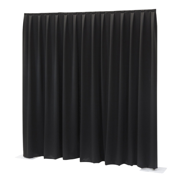 Wentex Pipe and Drape MCS Pleated Curtain, 3M (W) x 1.2M (H) - Black