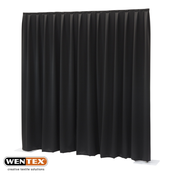 Wentex Pipe and Drape MCS Pleated Curtain, 3M (W) x 3M (H) - Black