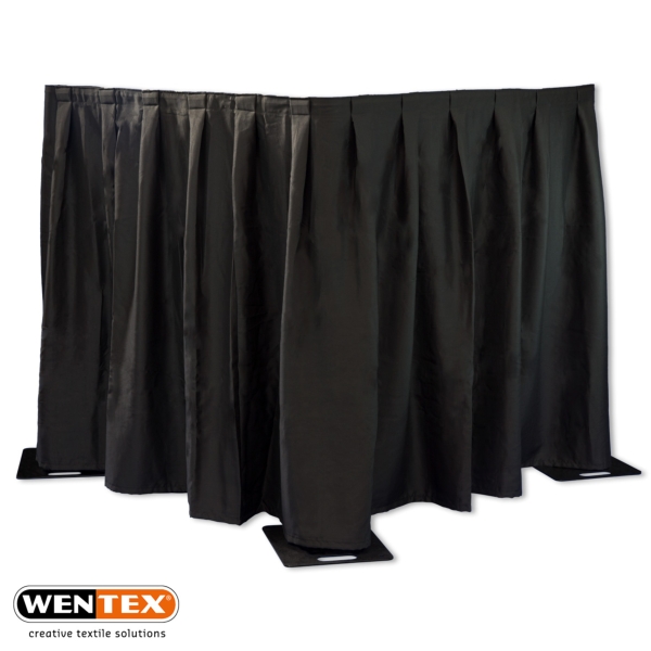 Wentex Pipe and Drape MGS Pleated Curtain, 3M (W) x 2.5M (H) - Black