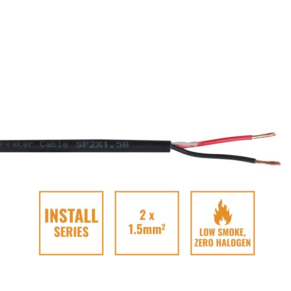 3 x 1.5mm mains cable 15A LSZH, black, 100m reel
