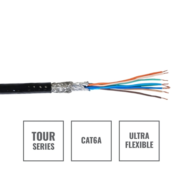 elumen8 TOUR S/FTP Data Cable CAT6AB-TPU, 100m Drum Black