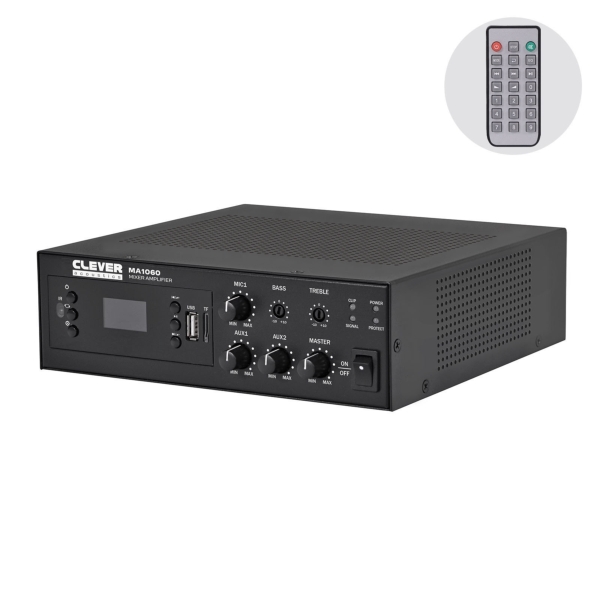 Clever Acoustics MA 1060 Mixer Amplifier with MP3, Bluetooth and FM Radio - 60W @ 4 Ohms or 100V Line