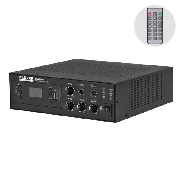 Clever Acoustics MA 1120 Mixer Amplifier with MP3, Bluetooth and FM Radio - 120W @ 4 Ohms or 100V Line