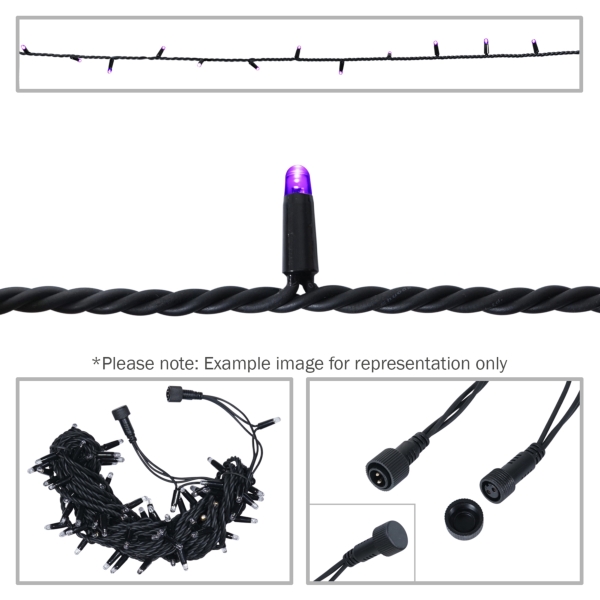 elumen8 Rubber Connectable, Dimmable LED String Light, IP65 - Purple, 10M