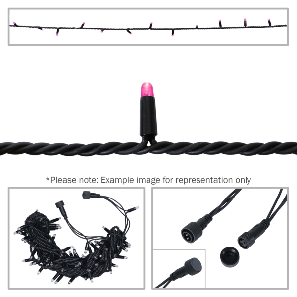 elumen8 Rubber Connectable, Dimmable LED String Light, IP65 - Pink, 10M