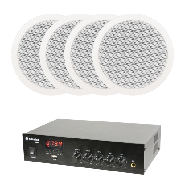 Adastra Small Smart Pack with 4x AC6V Ceiling Speakers & DM25 Mixer Amp