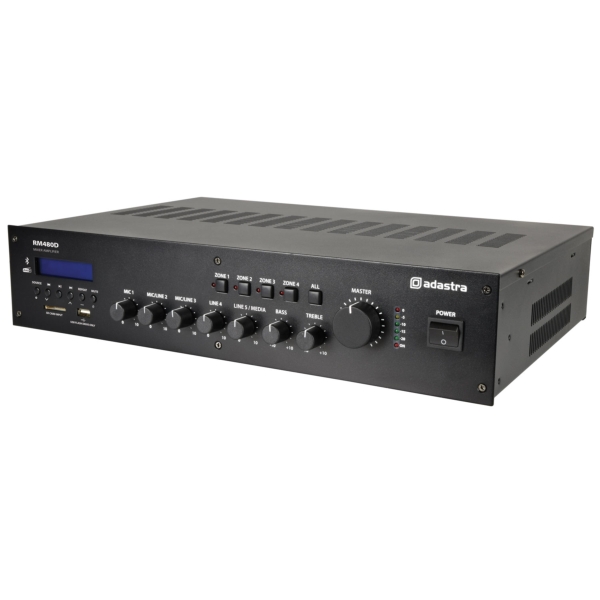 Adastra RM480D Mixer-Amp with DAB+, BT, USB/SD, 480W @ 4 Ohms or 100V Line