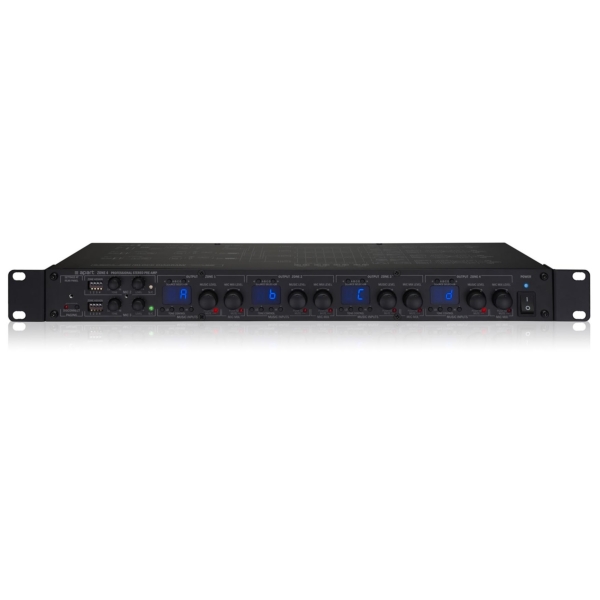 Biamp ZONE4 4-Zone Stereo Mixer with 3 Microphone & 4 Line Inputs