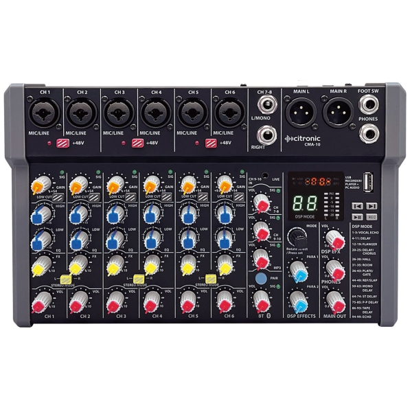 Citronic CMA-10 Notebook Mixer with FX, USB Media Player and Bluetooth