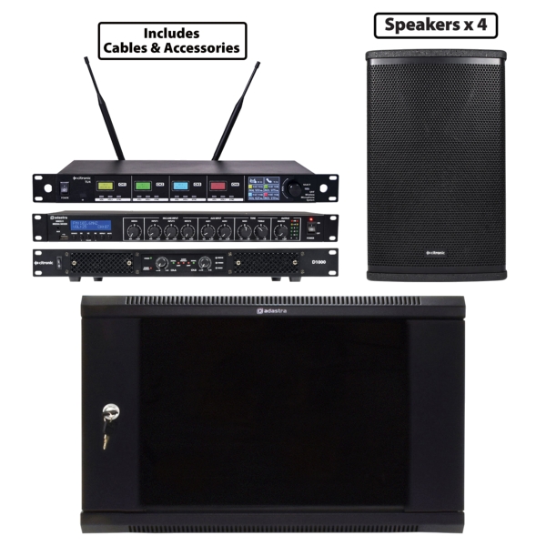 Citronic D1000-4xCUBA-8 Medium Hall PA Install Package, ~120msq