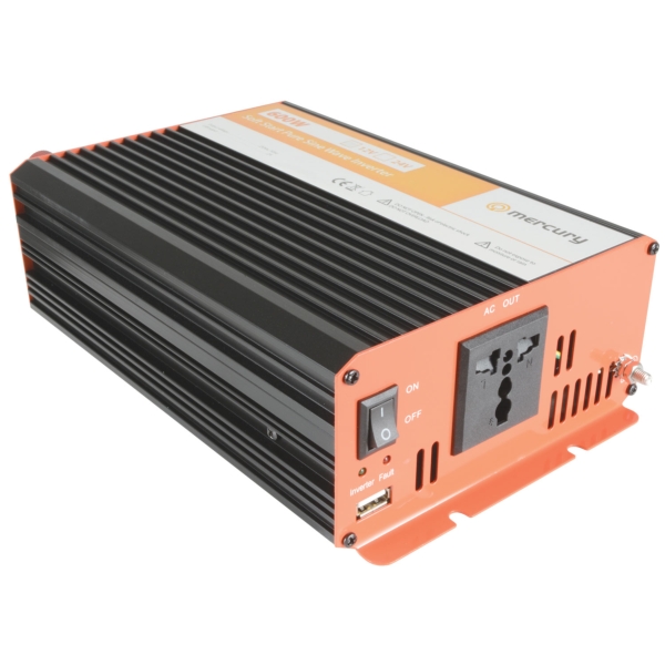 Mercury IPS600-12 12Vdc Soft Start Pure Sine Wave Inverter, 600W