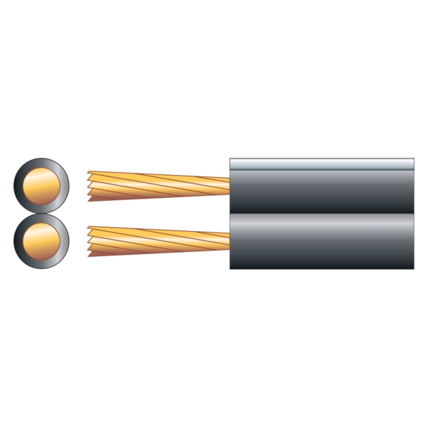 Mercury Figure 8 Speaker Cable, 0.18mm CSA, 100 metre reel - Black
