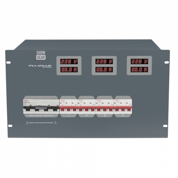 Showgear PSA-125A4C Rack Mount Power Distribution Unit, 125A 3-Phase In, 63A Out