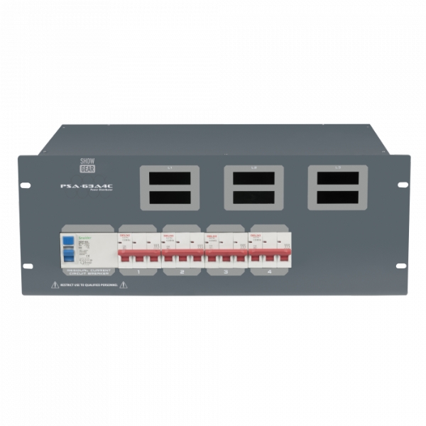 Showgear PSA-63A4C Rack Mount Power Distribution Unit, 63A 3-Phase In, 32A Out